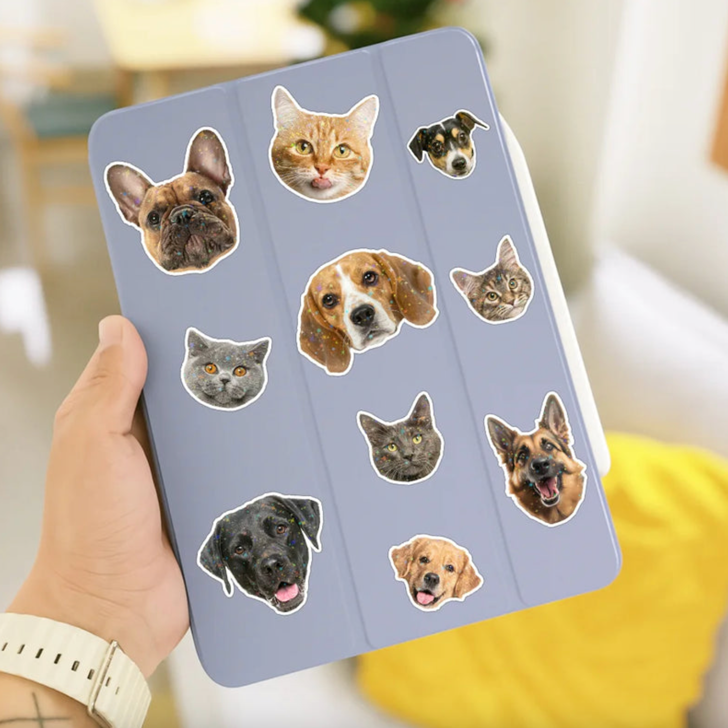 Custom Photo Dog Cat Pet Portrait - Personalized Custom Peel-out Hologram Sticker