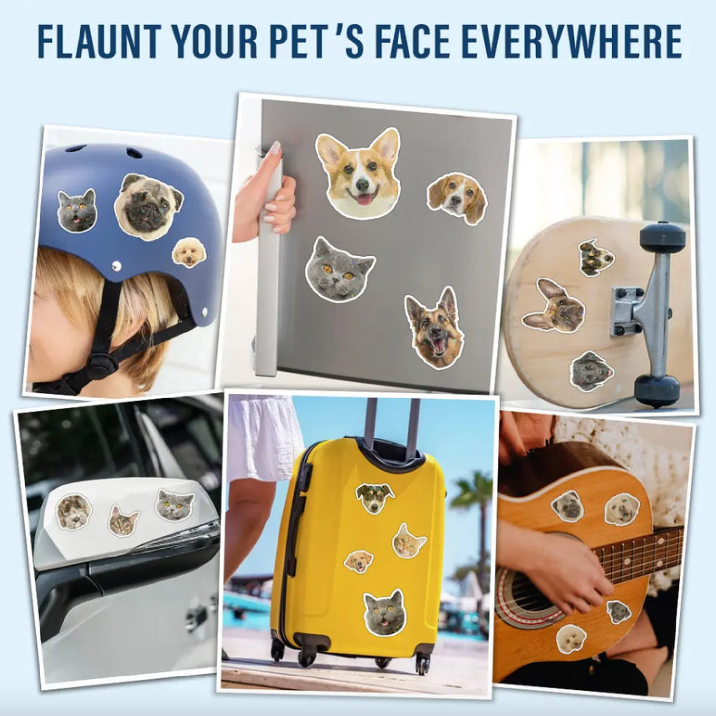 Custom Photo Dog Cat Pet Portrait - Personalized Custom Peel-out Hologram Sticker