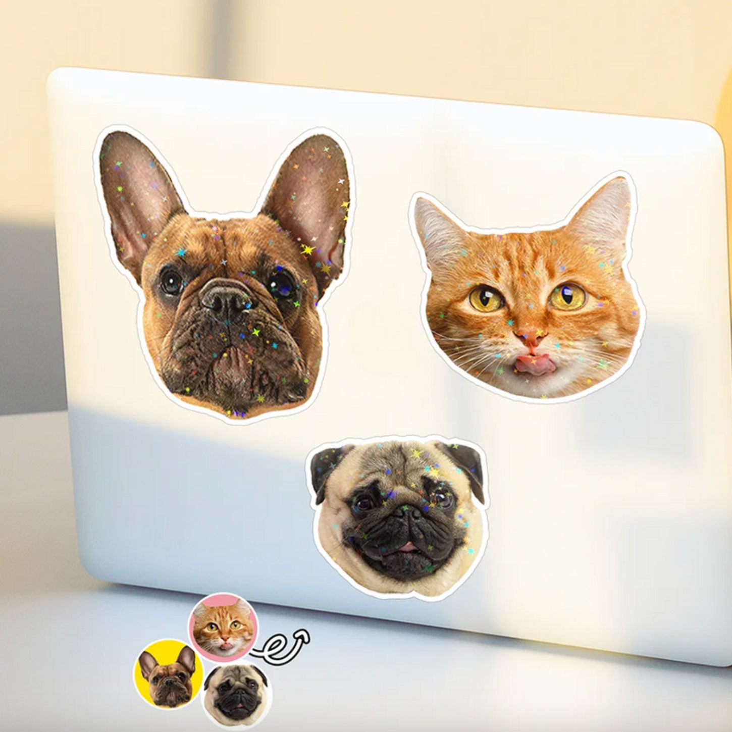 Custom Photo Dog Cat Pet Portrait - Personalized Custom Peel-out Hologram Sticker