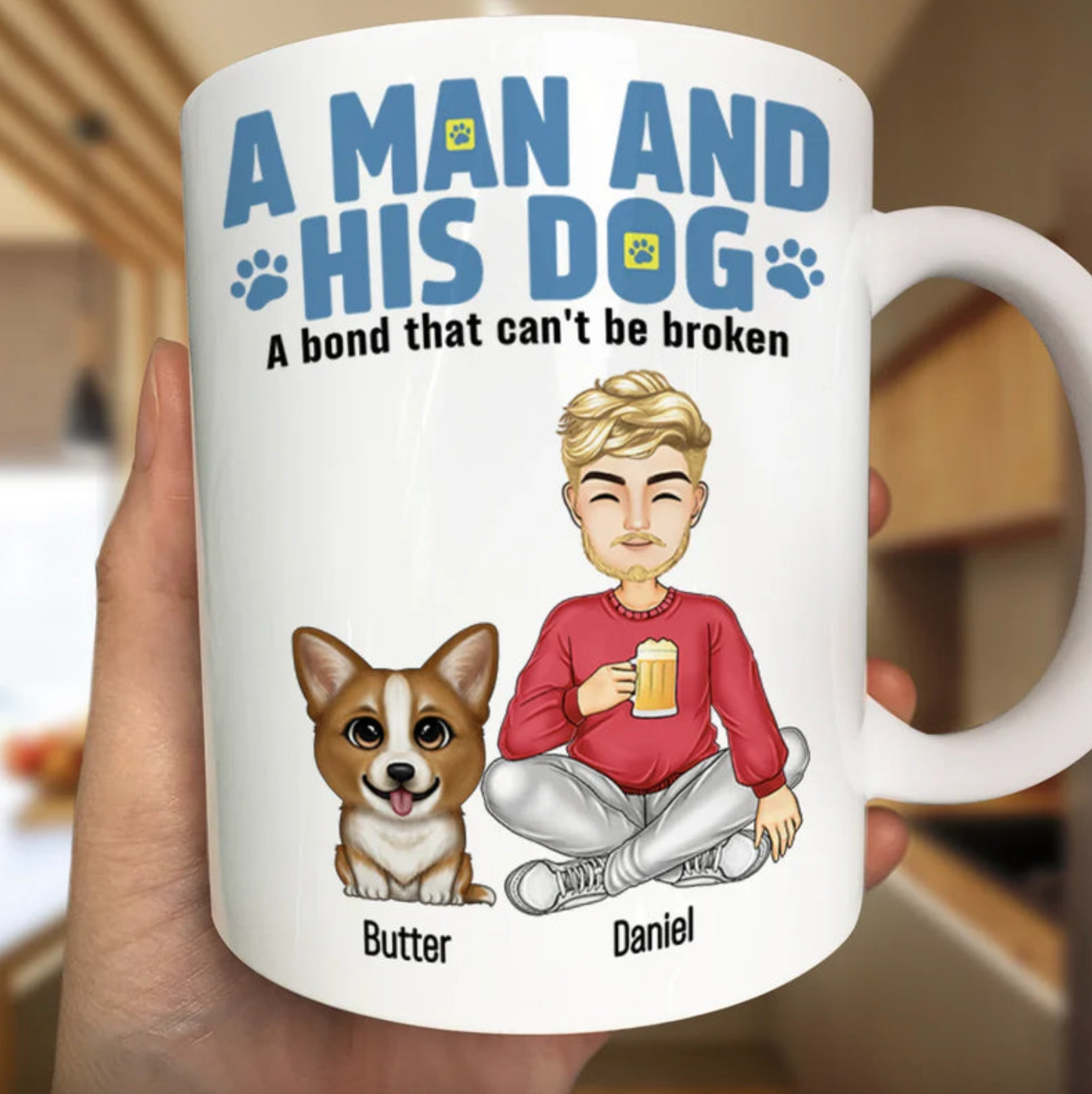 A Bond That Can't Be Broken Between A Man And His Dogs - Personalized Mug
