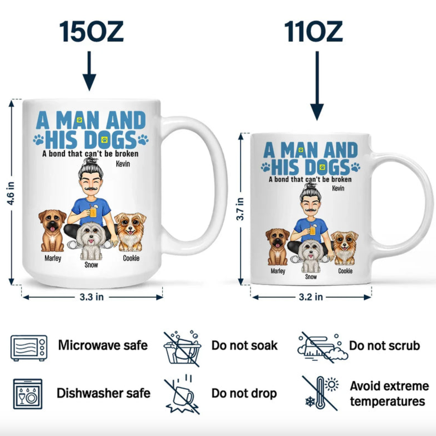 A Bond That Can't Be Broken Between A Man And His Dogs - Personalized Mug