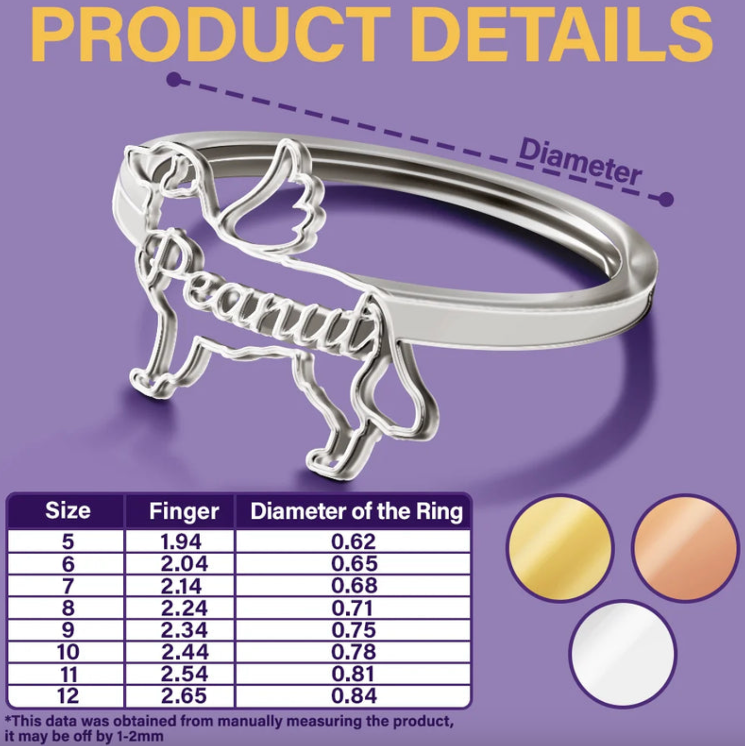 Cute Minimalist Dog Shaped Jewelry For Dog Lovers Dog Mom - Personalized Pet Silhouette Name Ring